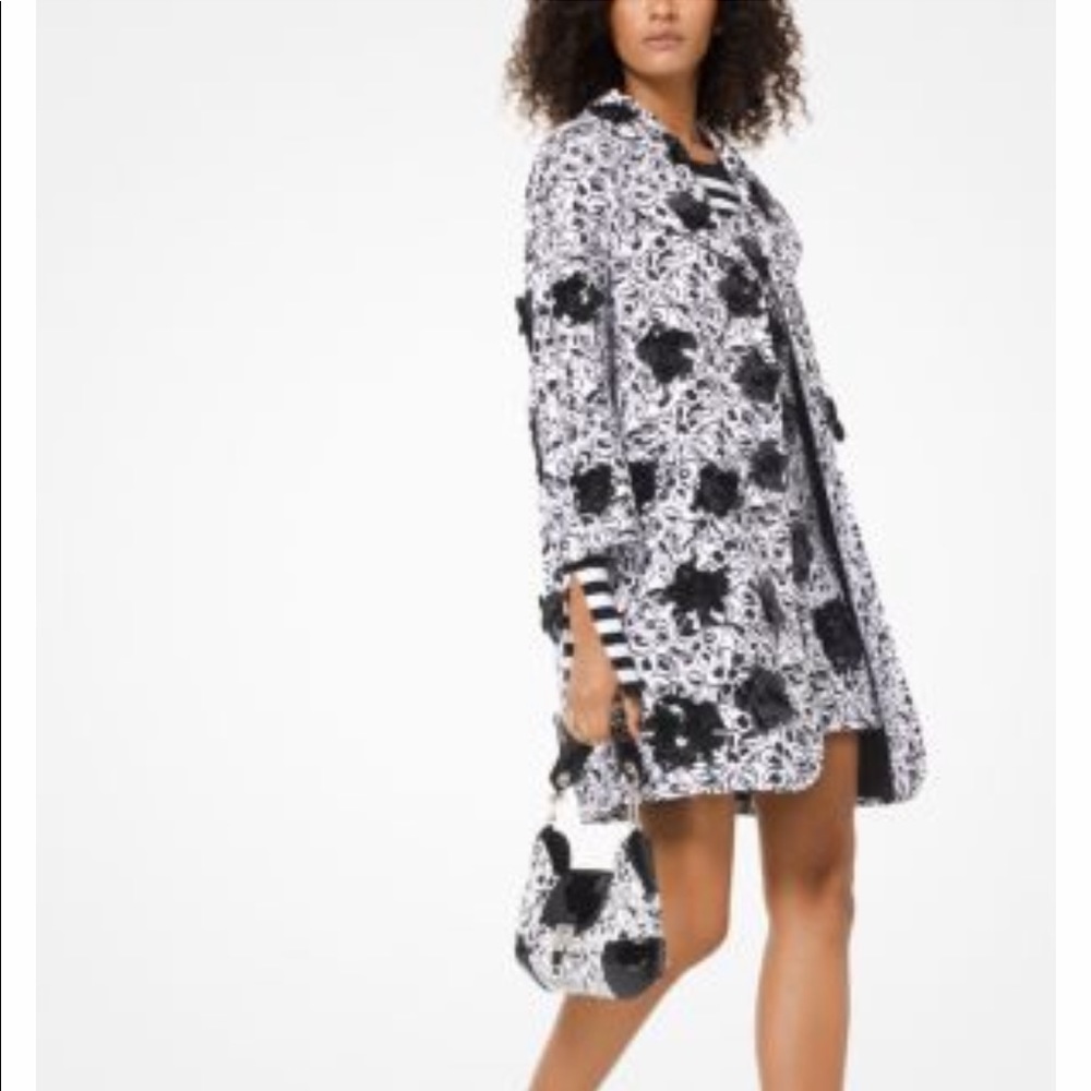 Michael kors collection NWT Embroidered painterly floral matelasse coat s12